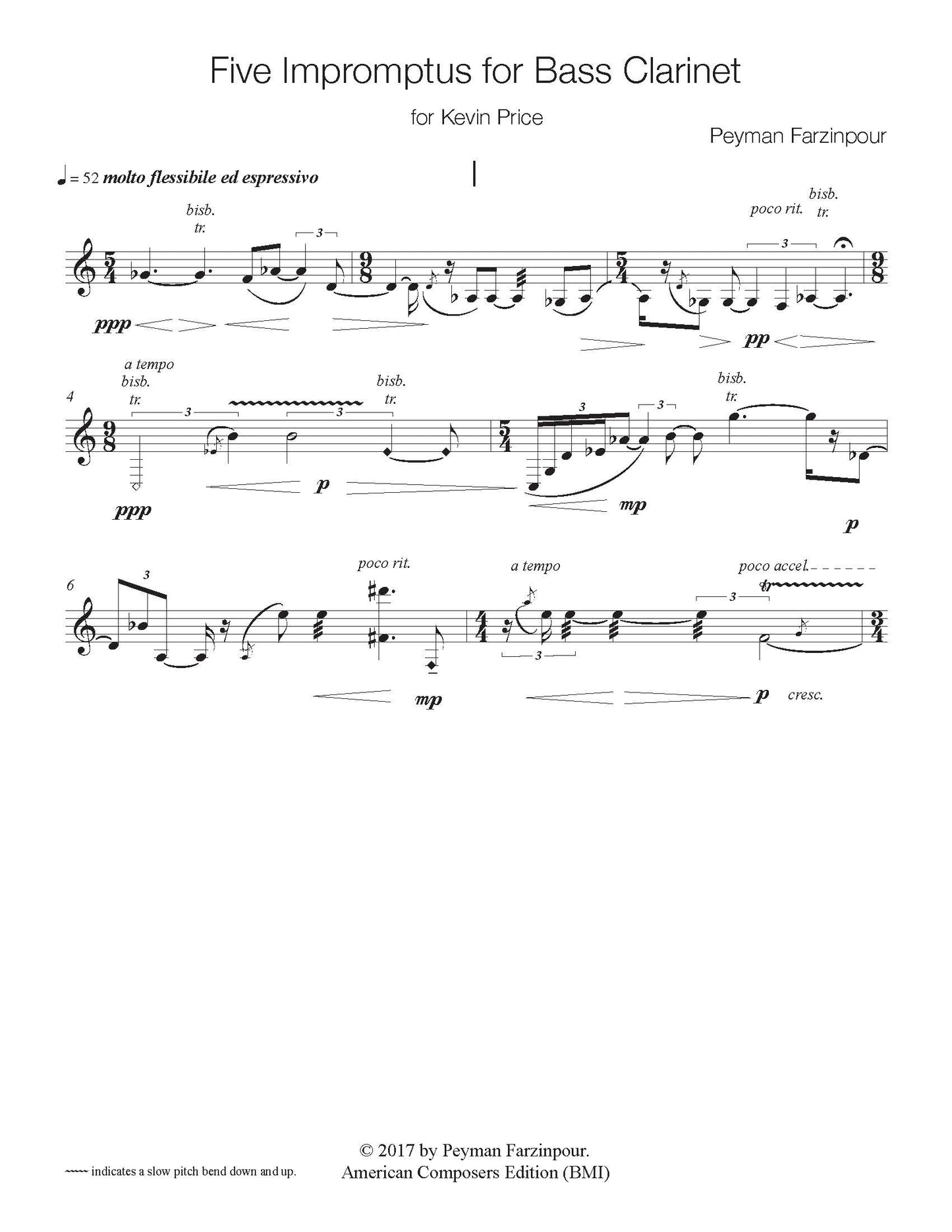 Five Impromptus for Bass Clarinet