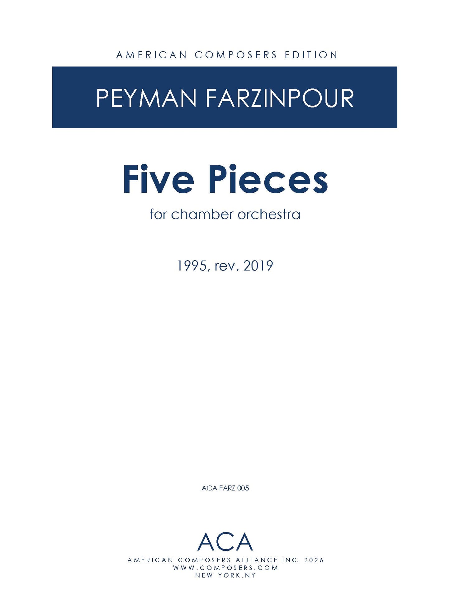Five Pieces for Chamber Orchestra