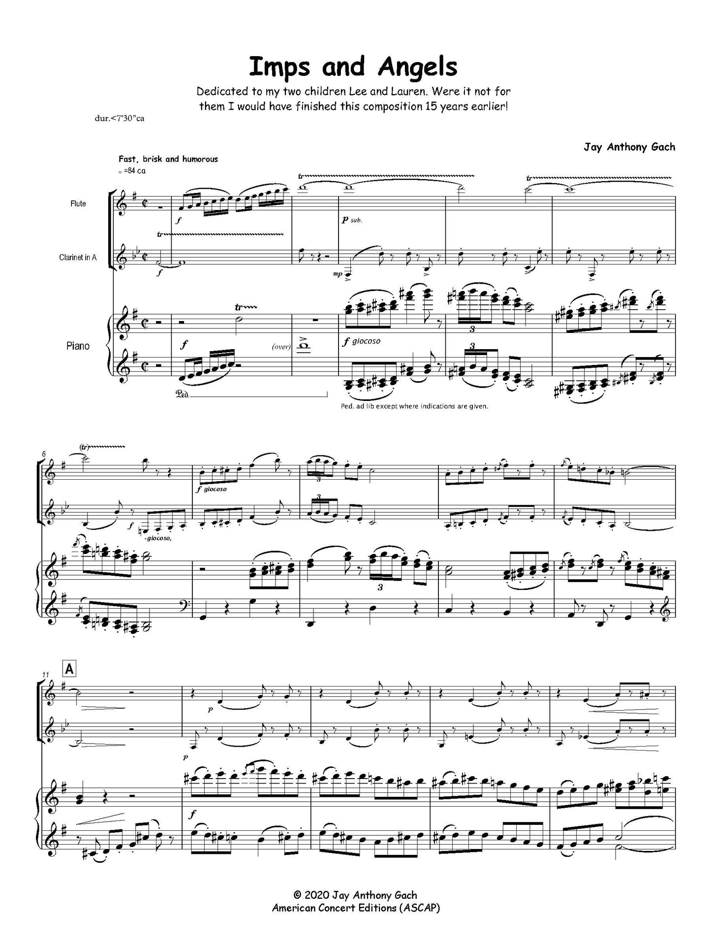 Imps & Angels - for Flute, Clarinet in A, and Piano