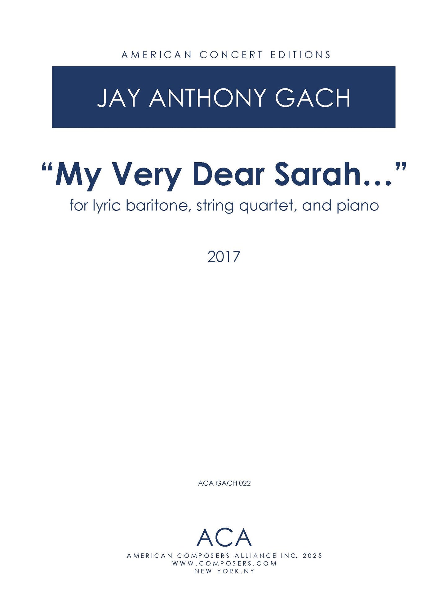 "My Very Dear Sarah..."