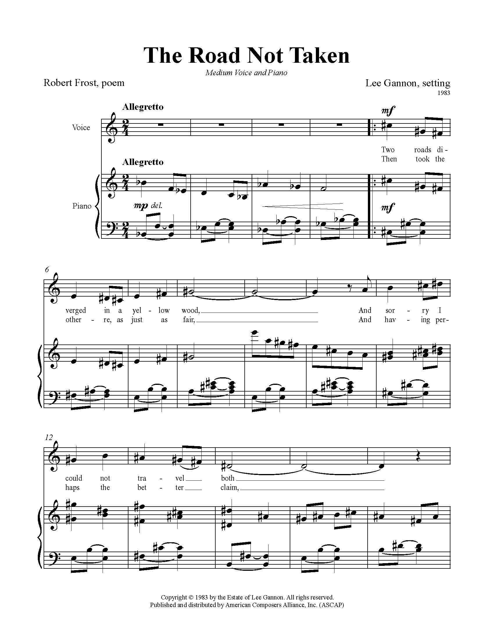 The Road Not Taken – American Composers Alliance