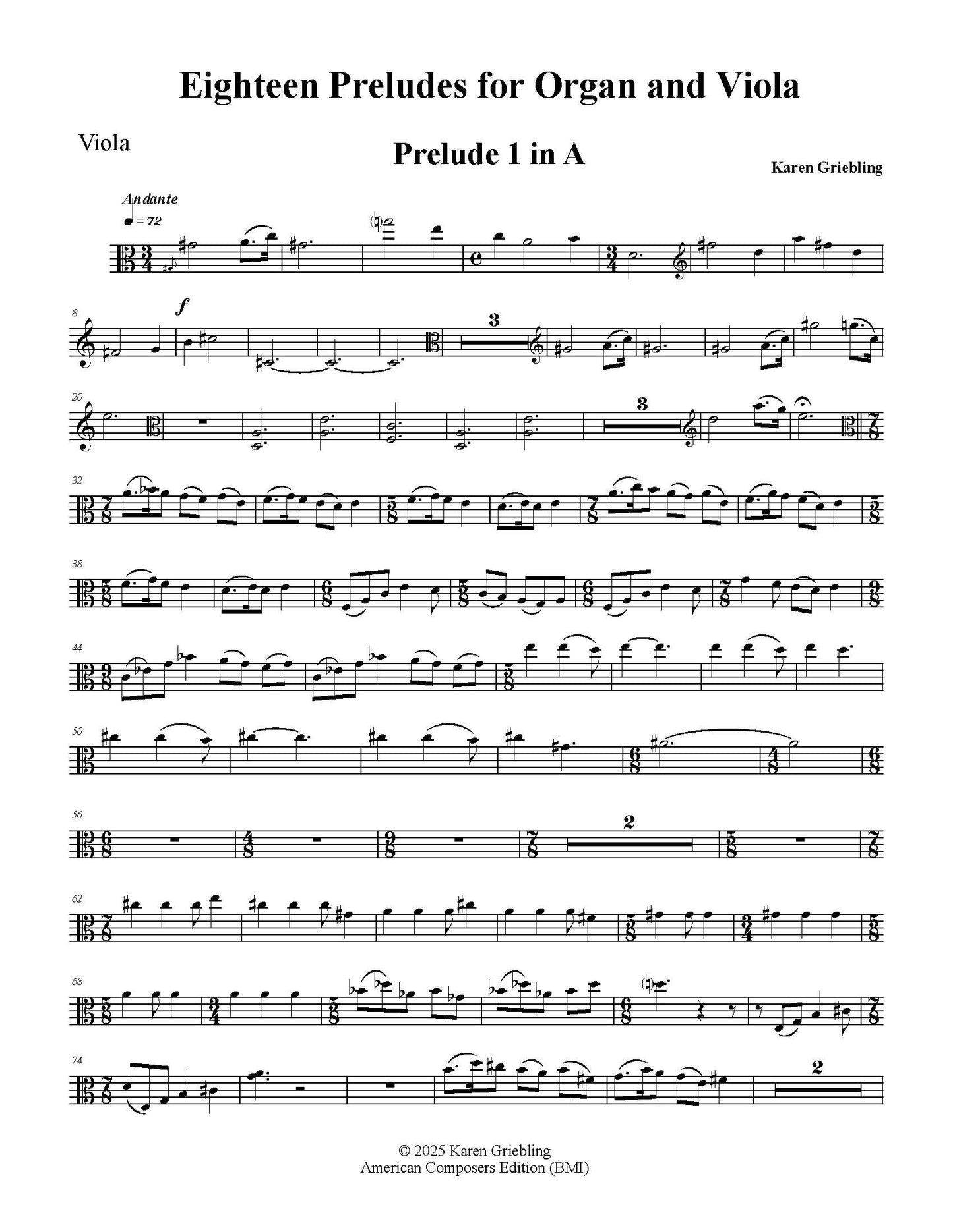 Eighteen Preludes for Organ and Viola