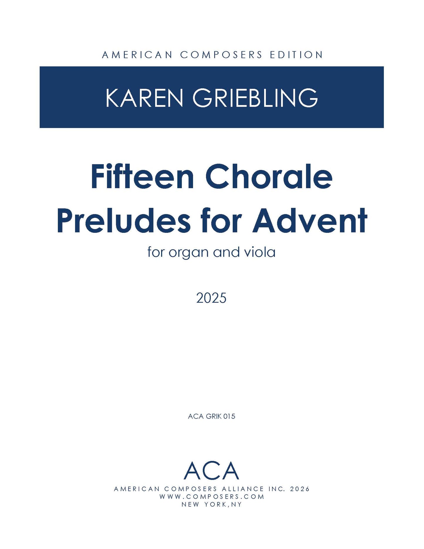 Fifteen Chorale Preludes for Advent