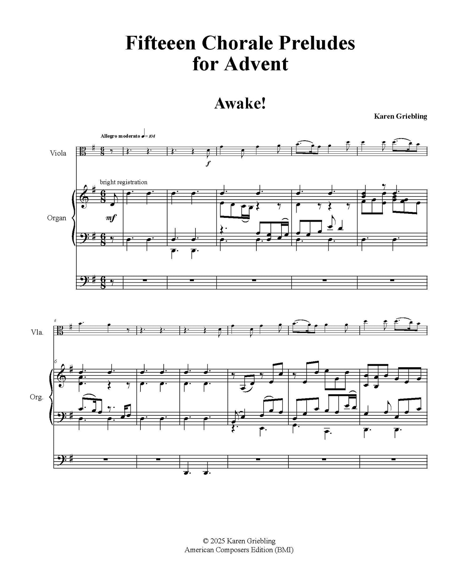 Fifteen Chorale Preludes for Advent