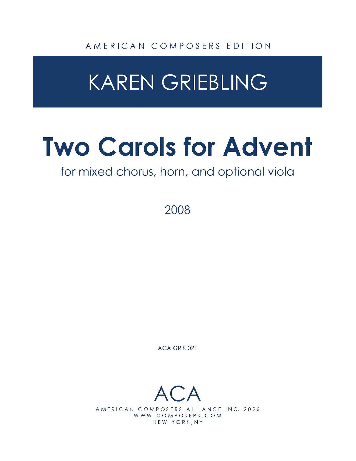 Two Carols for Advent