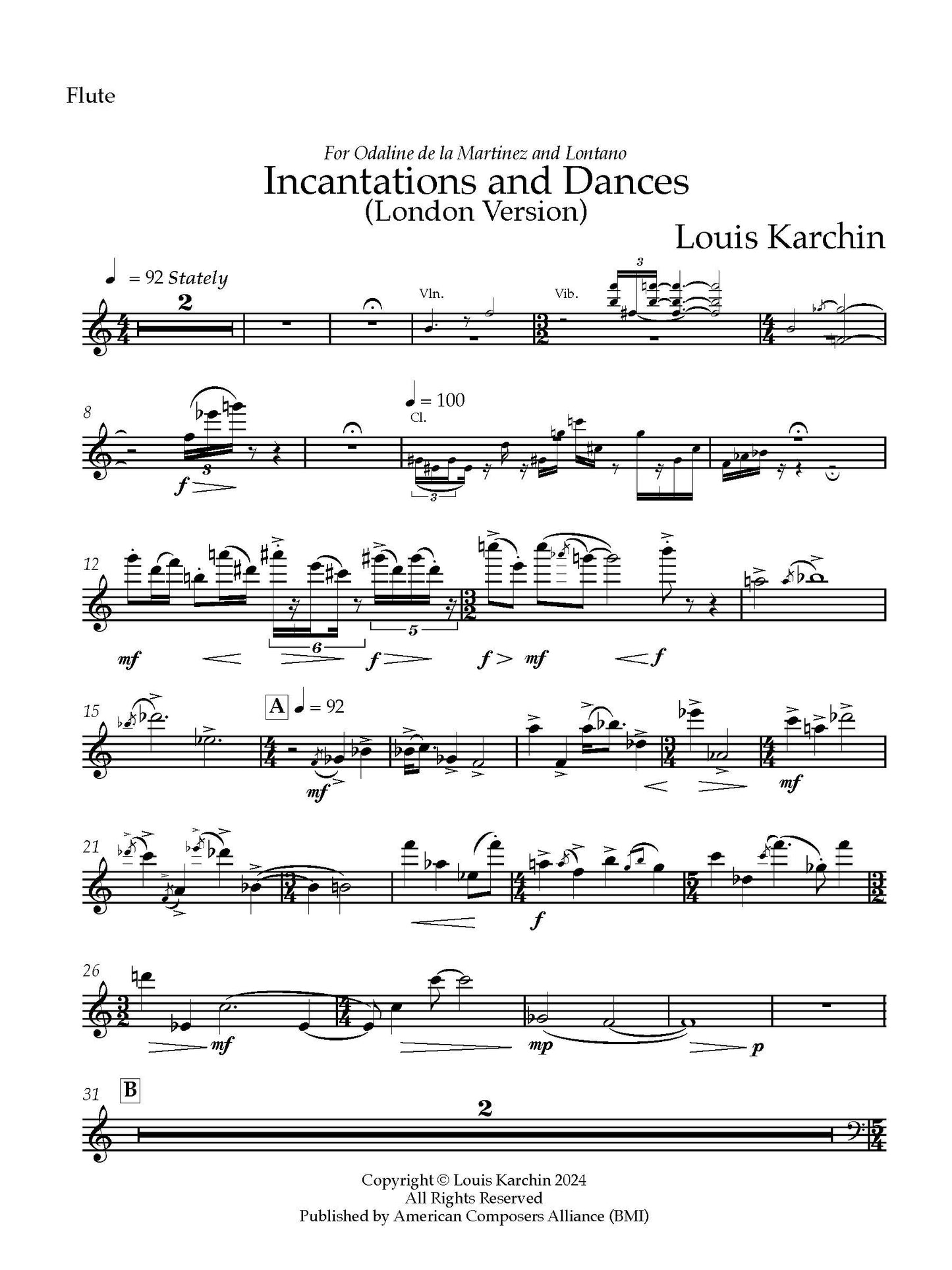 Incantations and Dances - for Pierrot Ensemble (London Version)