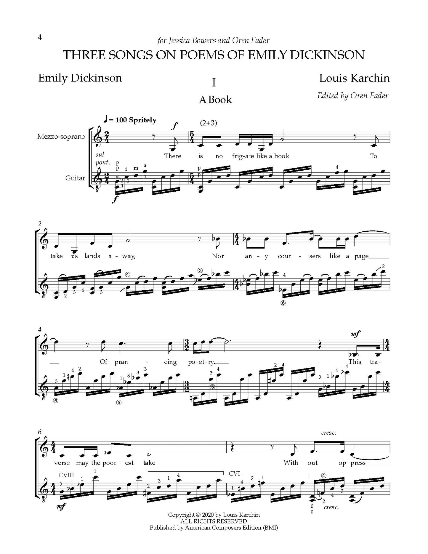 Three Songs on Poems of Emily Dickinson