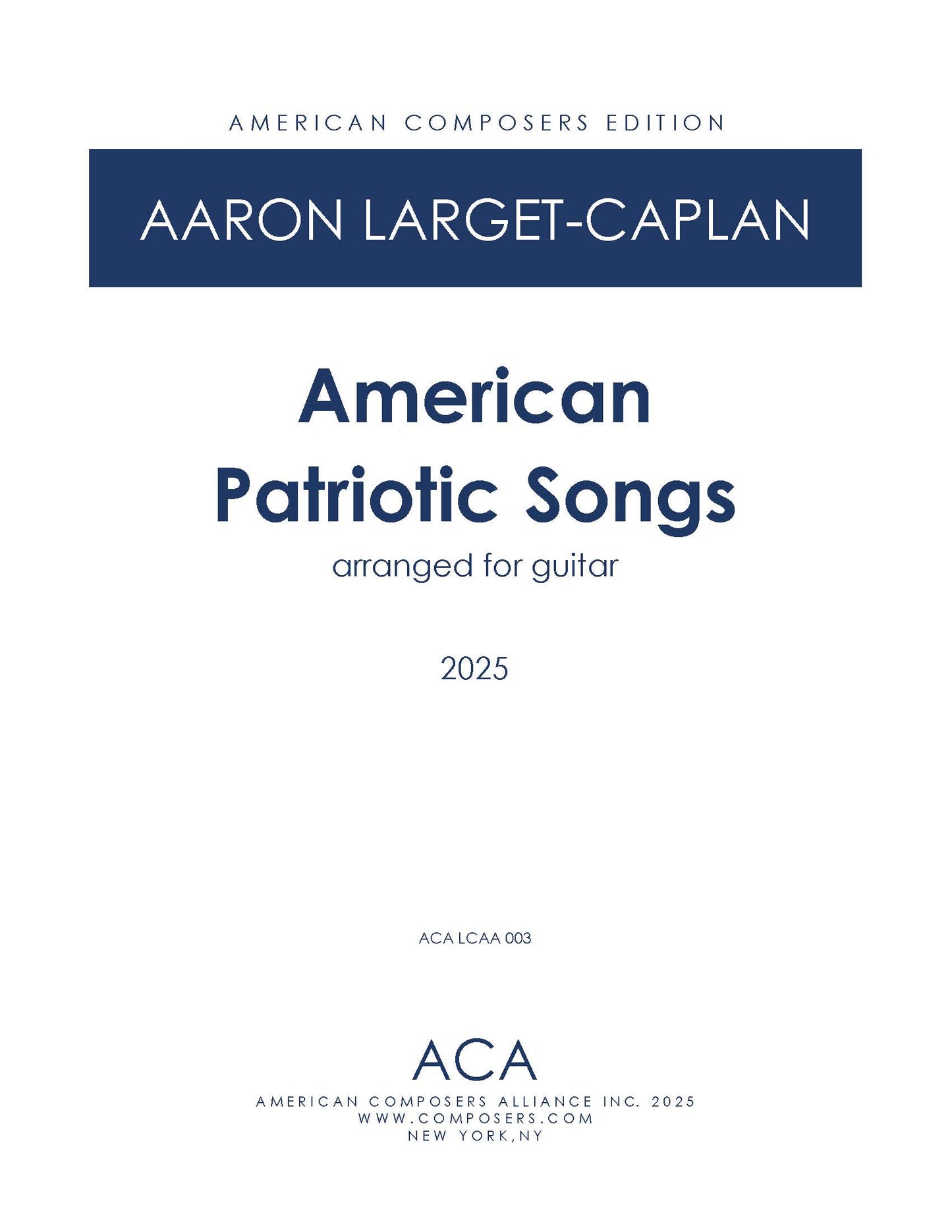 American Patriotic Songs Arranged for Guitar
