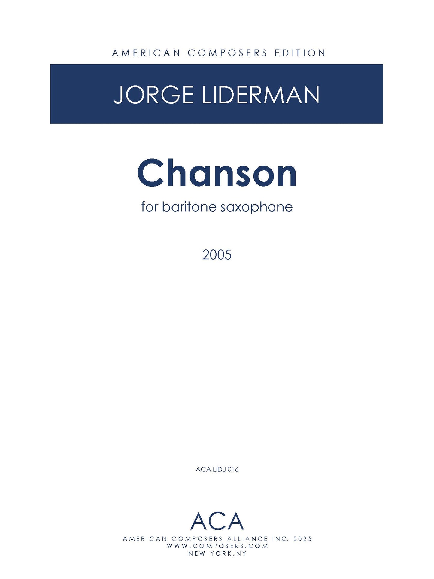 Chanson for Baritone Saxophone
