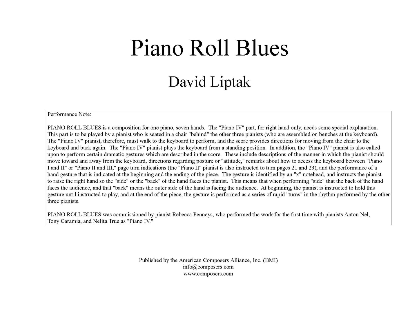 PIANO ROLL BLUES