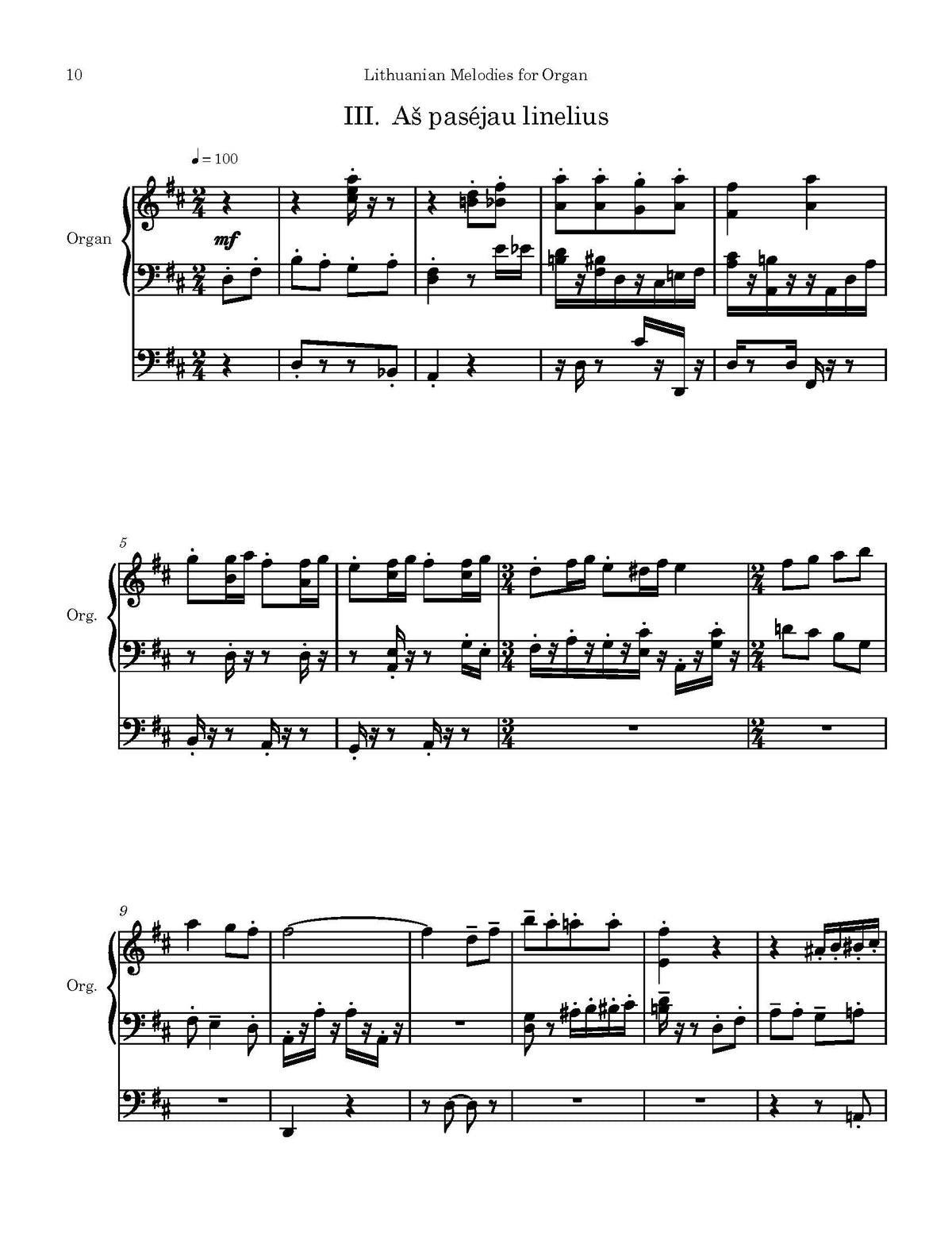 Lithuanian Melodies for Organ