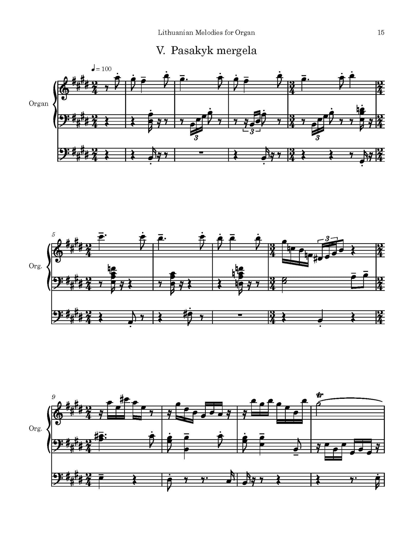 Lithuanian Melodies for Organ