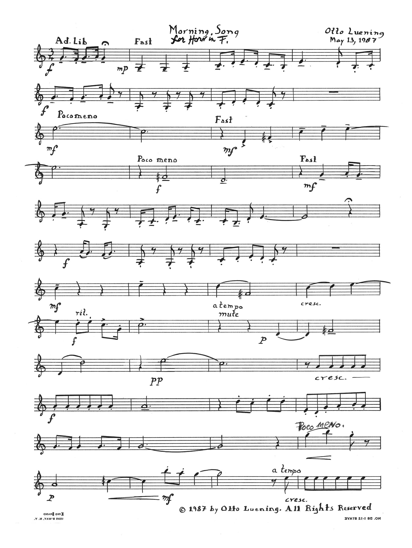 MORNING SONG AND SONG AT EVENING