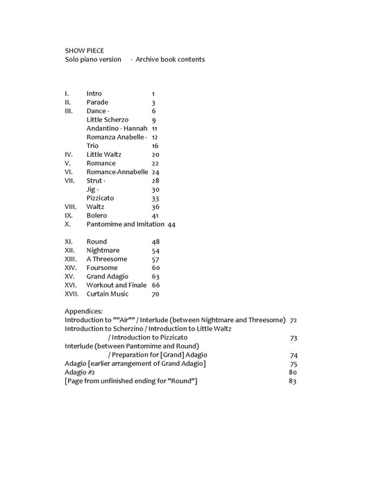 Show Piece - Ballet in One Act (B)  1- Piano reduction