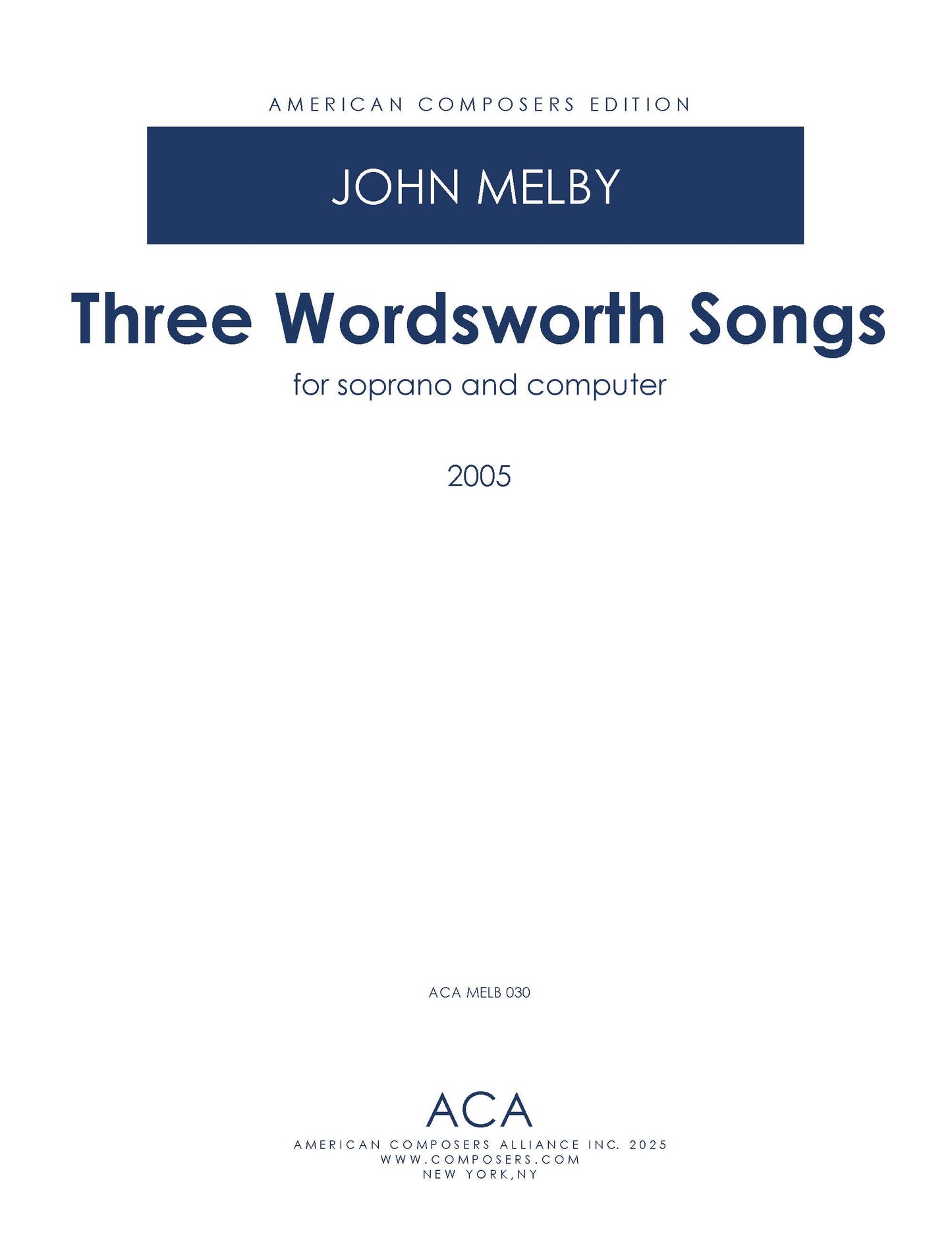 Three Wordsworth Songs For Soprano And Computer