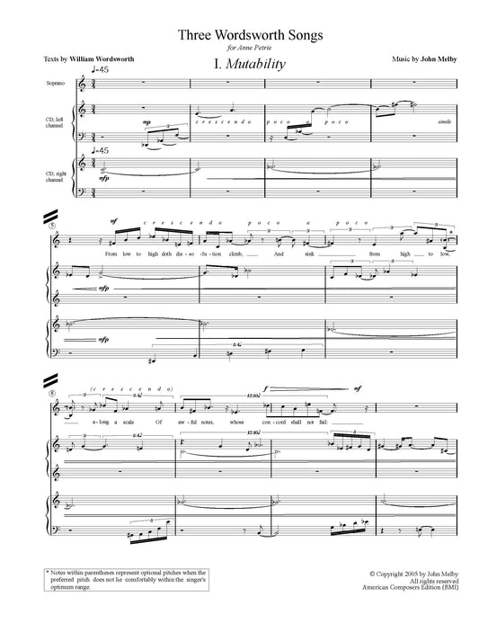 Three Wordsworth Songs For Soprano And Computer