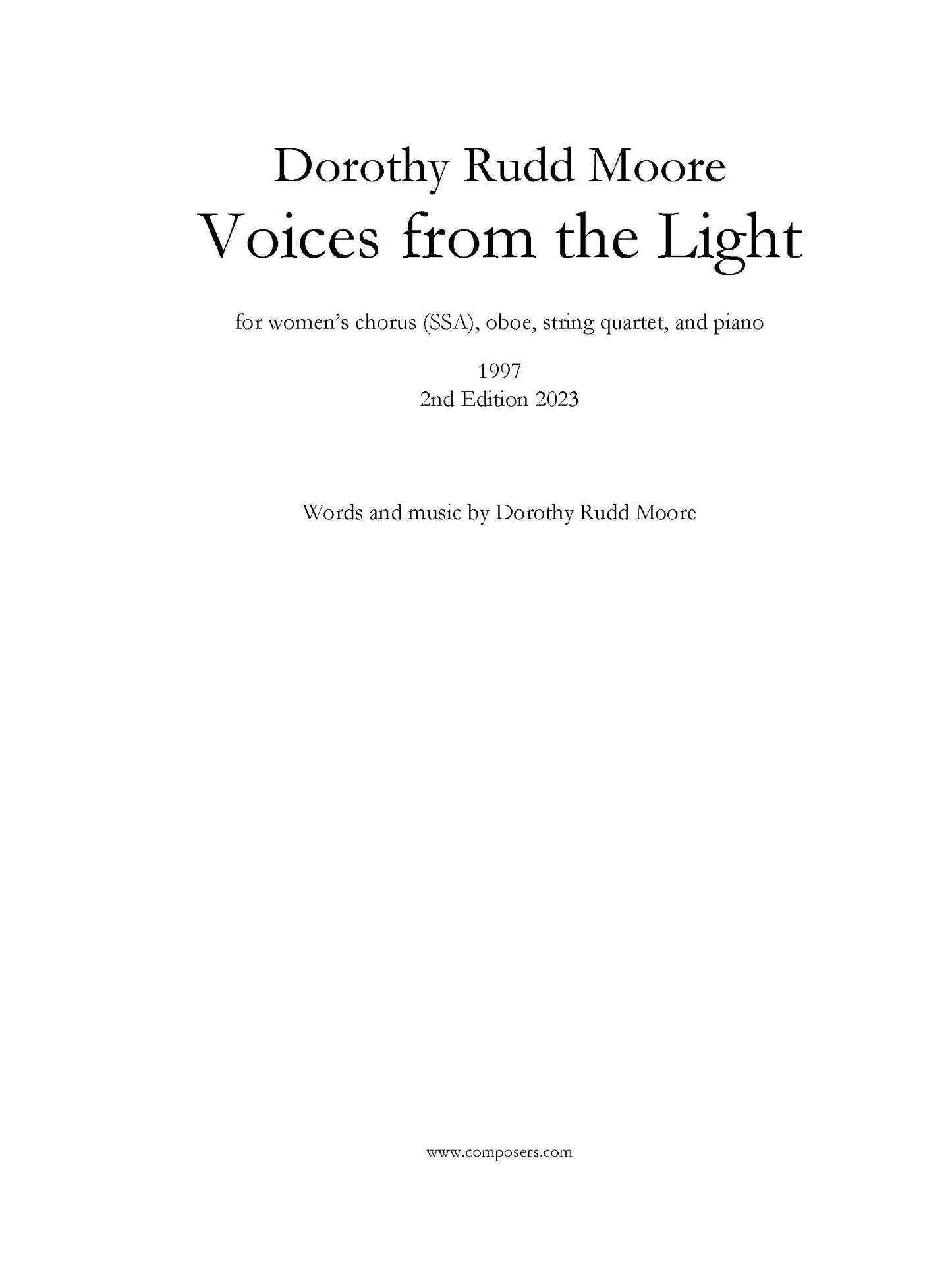 Voices from the Light - Full Score