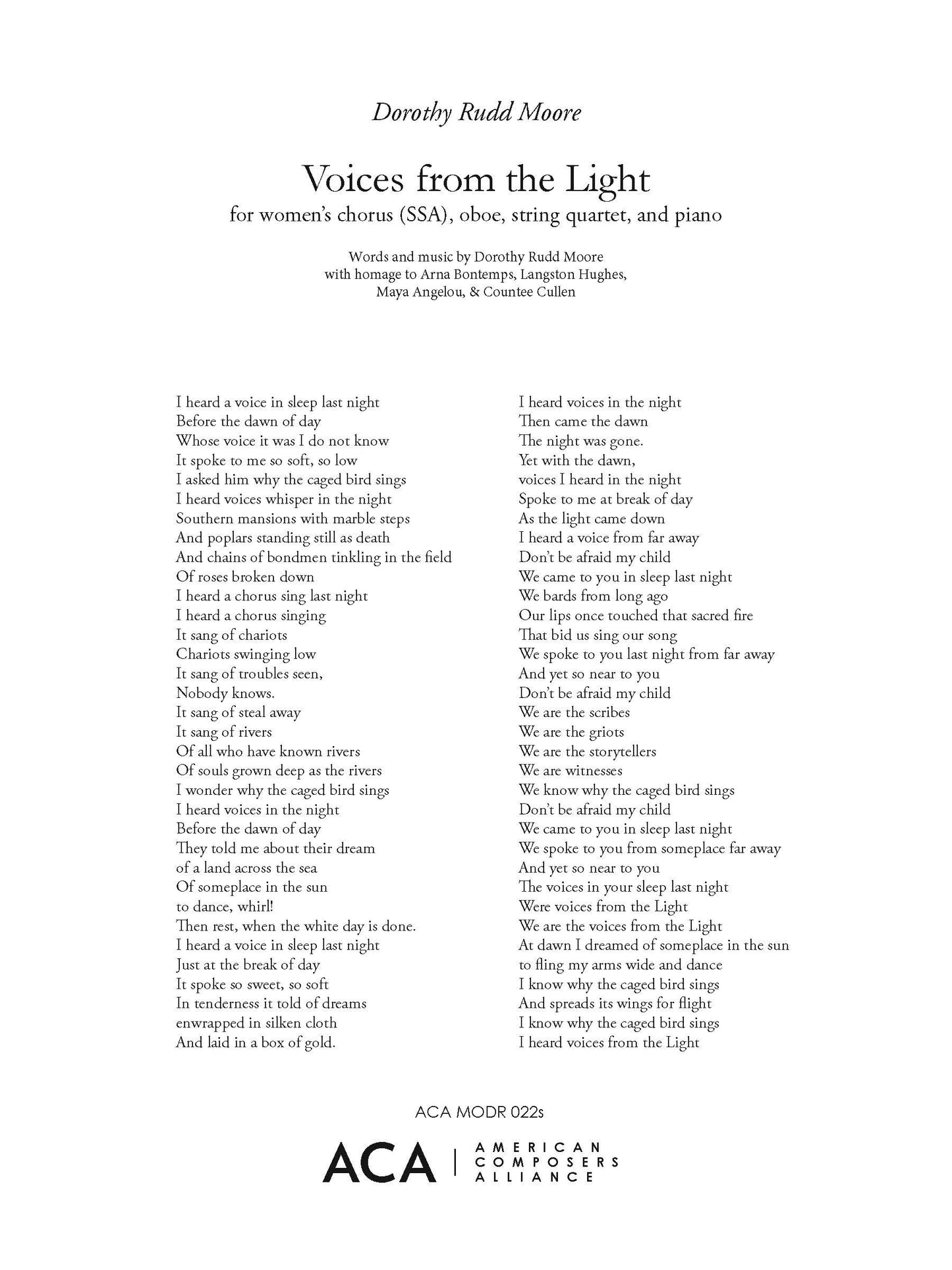 Voices from the Light - Full Score