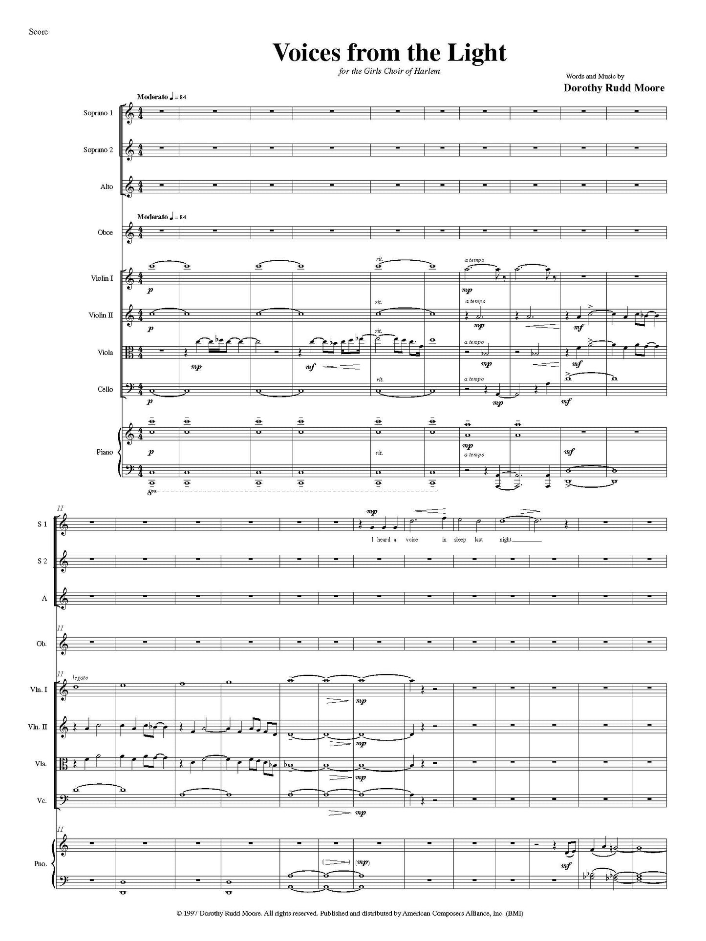 Voices from the Light - Full Score