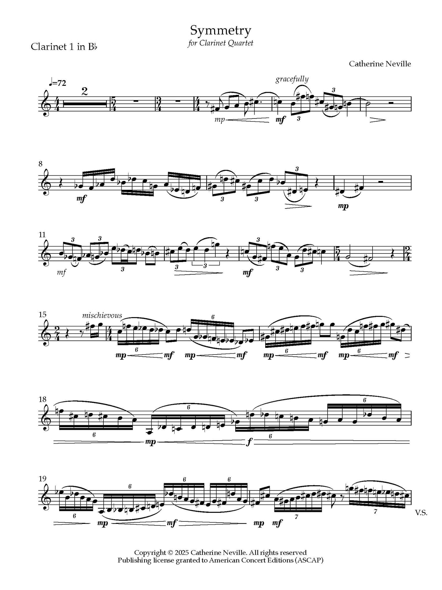 Symmetry for Clarinet Quartet