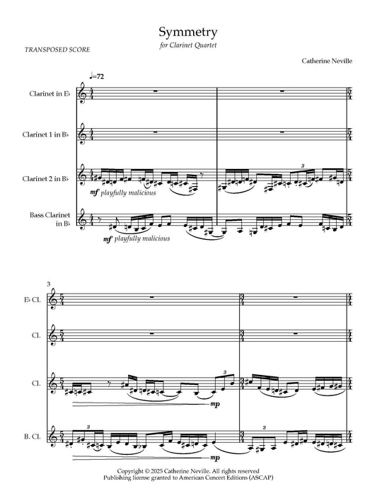 Symmetry for Clarinet Quartet