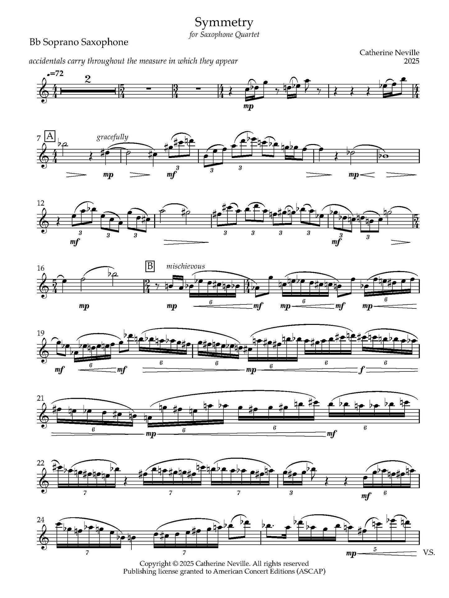 Symmetry for Saxophone Quartet