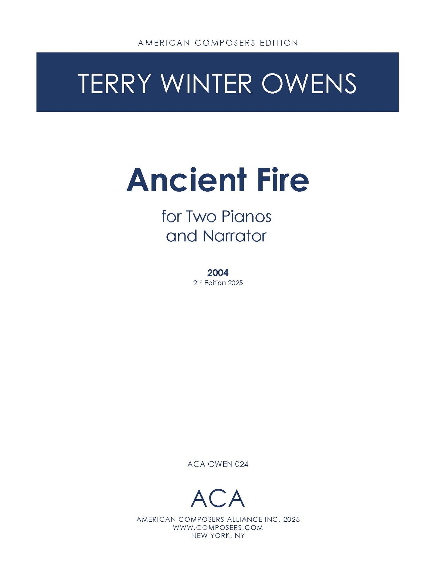 Ancient Fire for Two Pianos