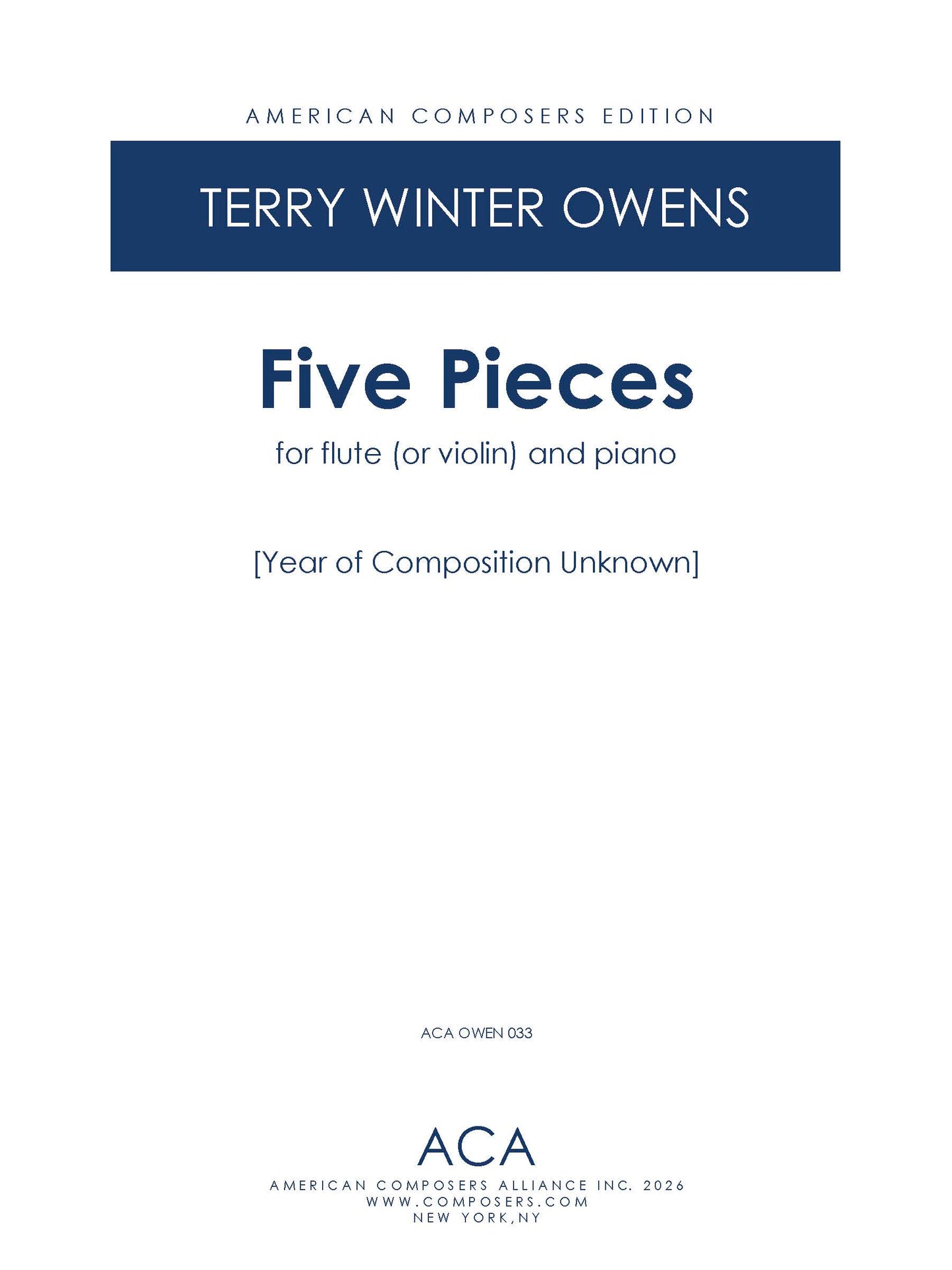 Five Pieces for Flute (or Violin) and Piano