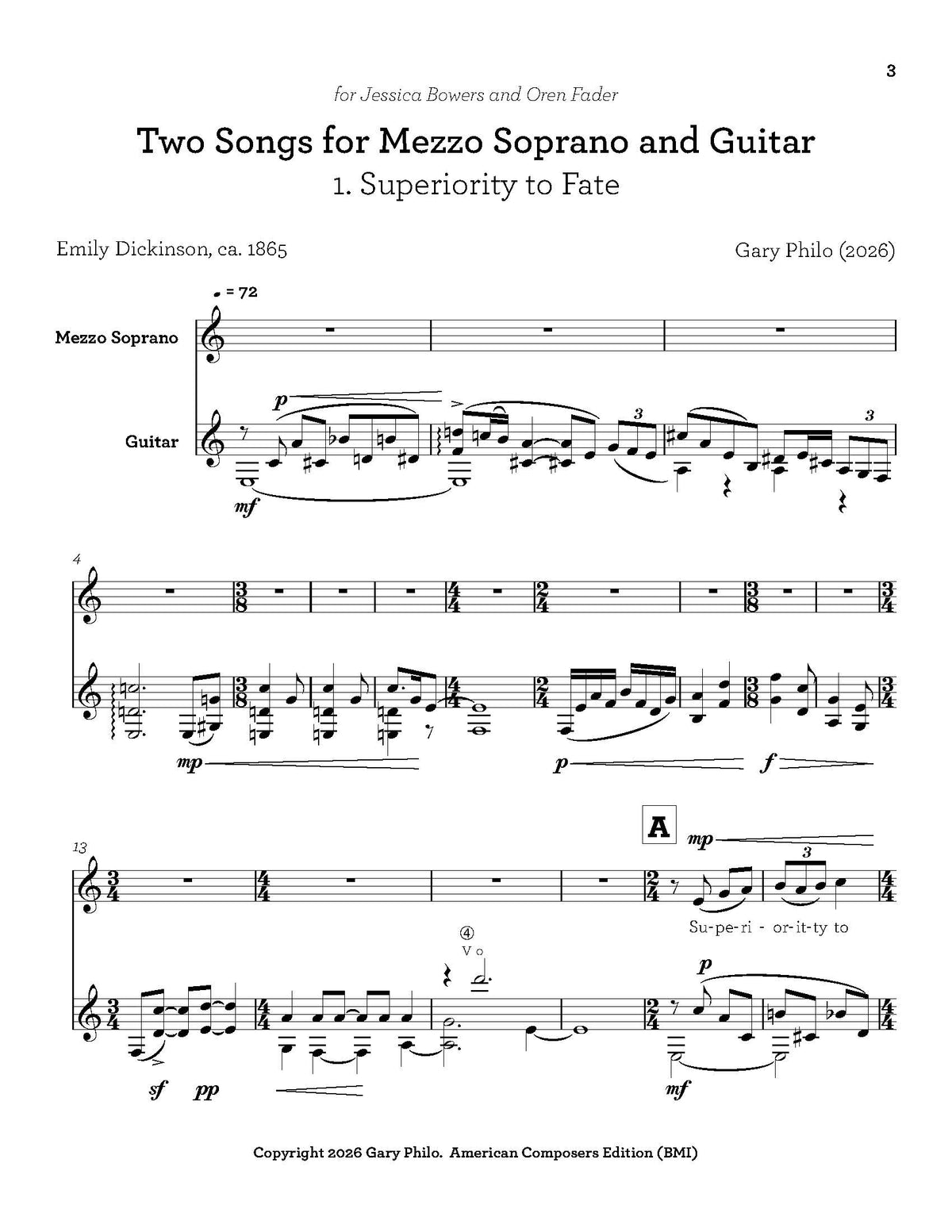 Two Songs for Mezzo Soprano and Guitar
