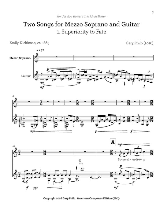 Two Songs for Mezzo Soprano and Guitar