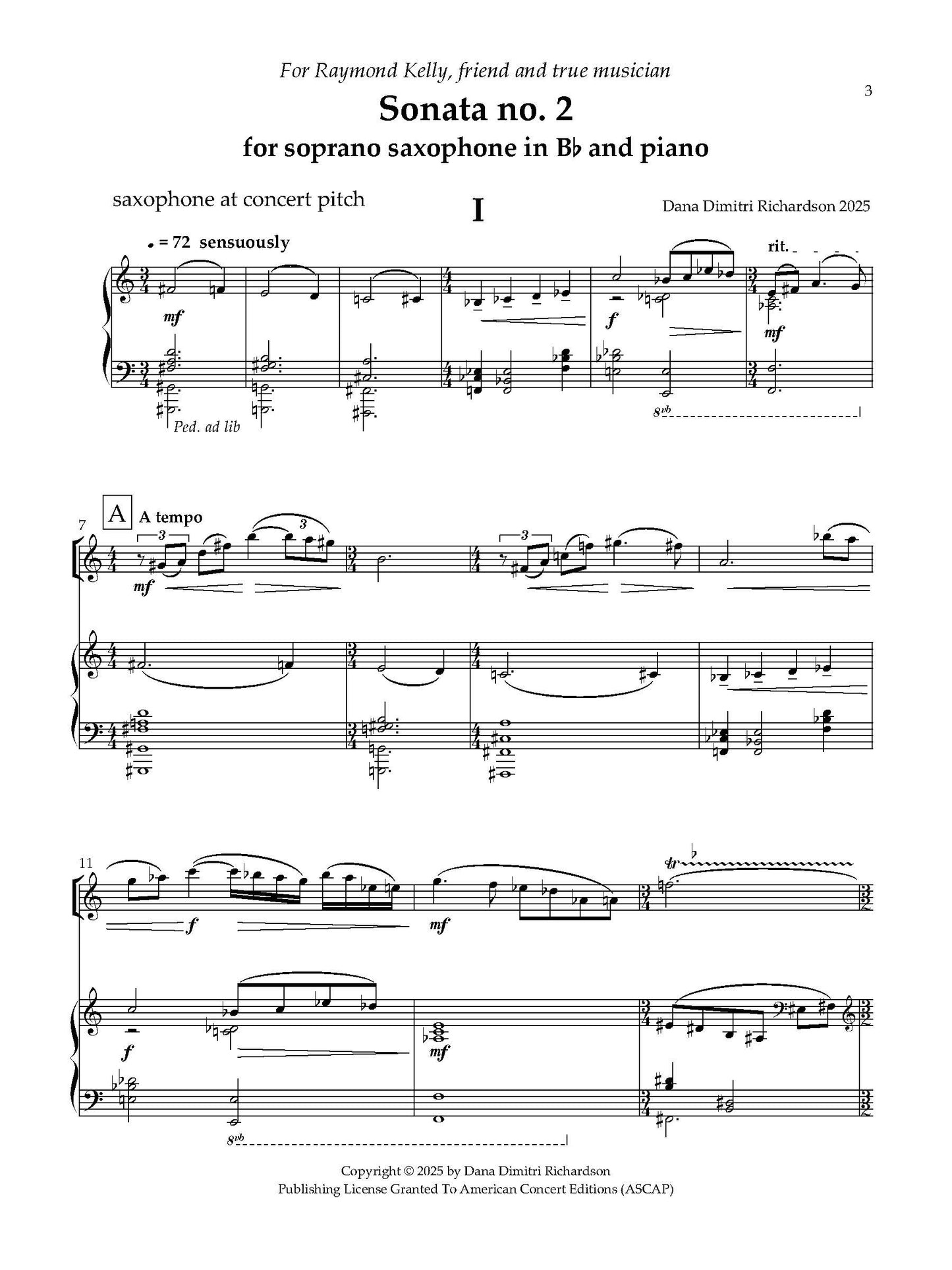 Sonata No. 2 for Soprano Saxophone and Piano