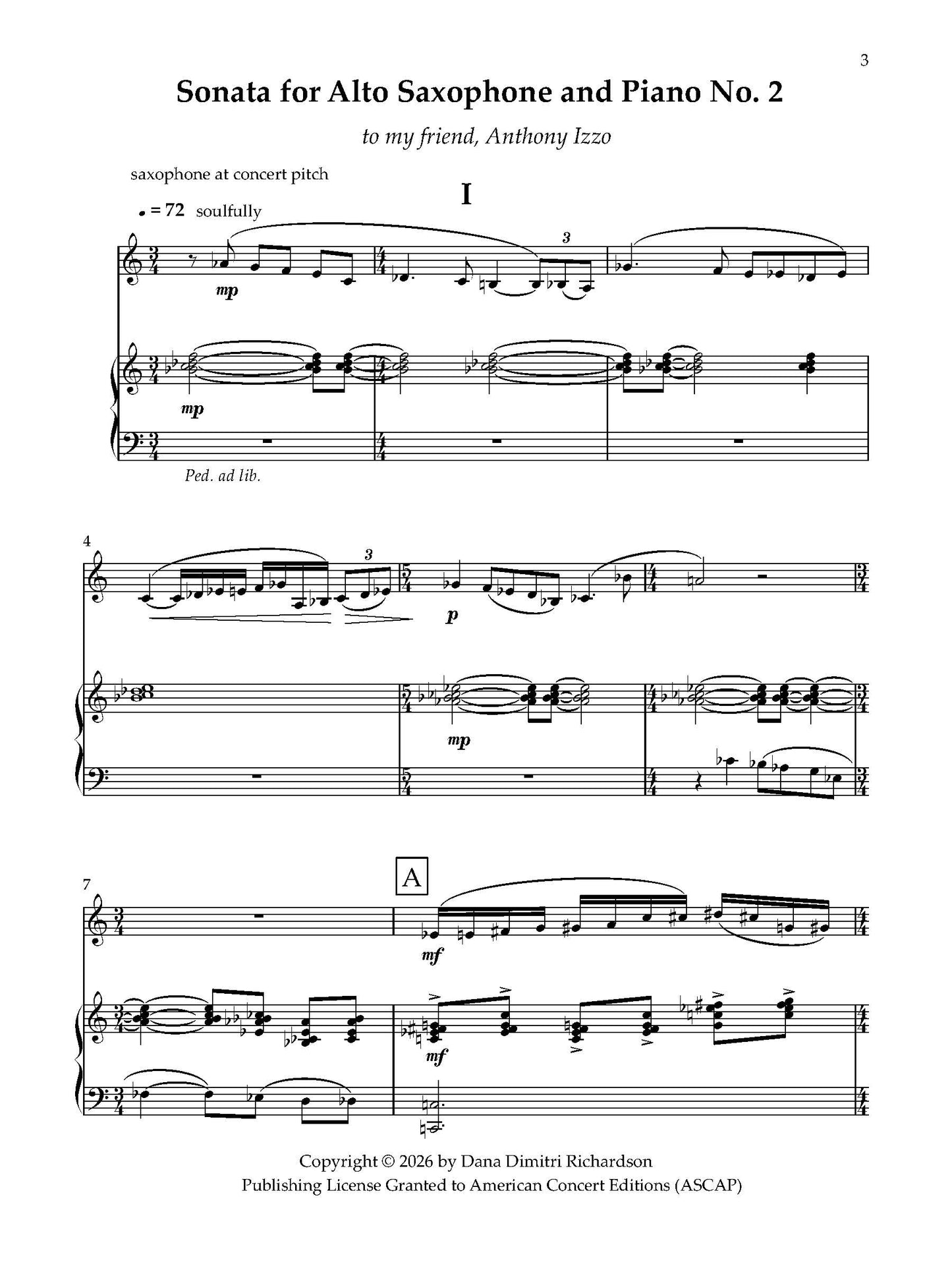 Sonata for Alto Saxophone and Piano No. 2