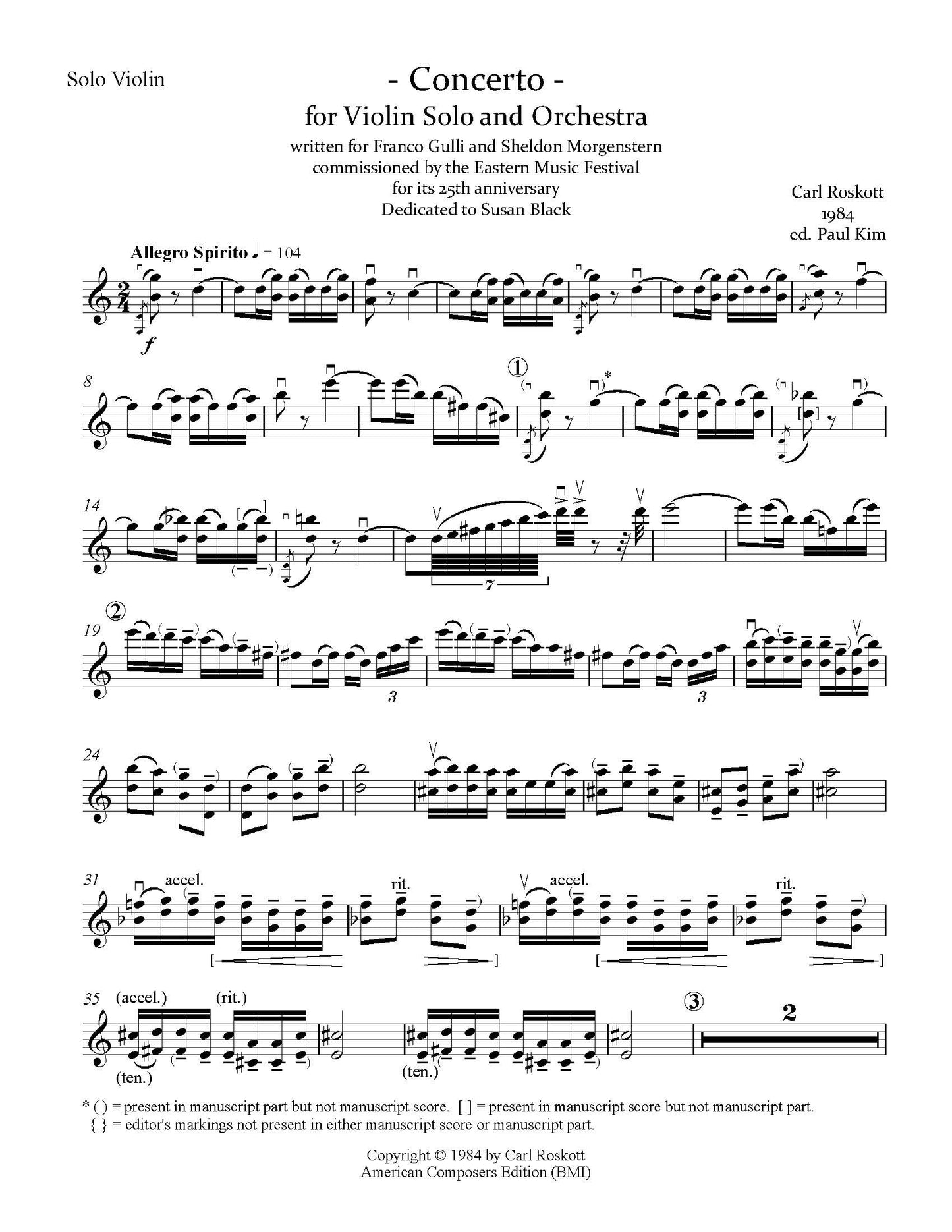 Concerto for Solo Violin and Orchestra