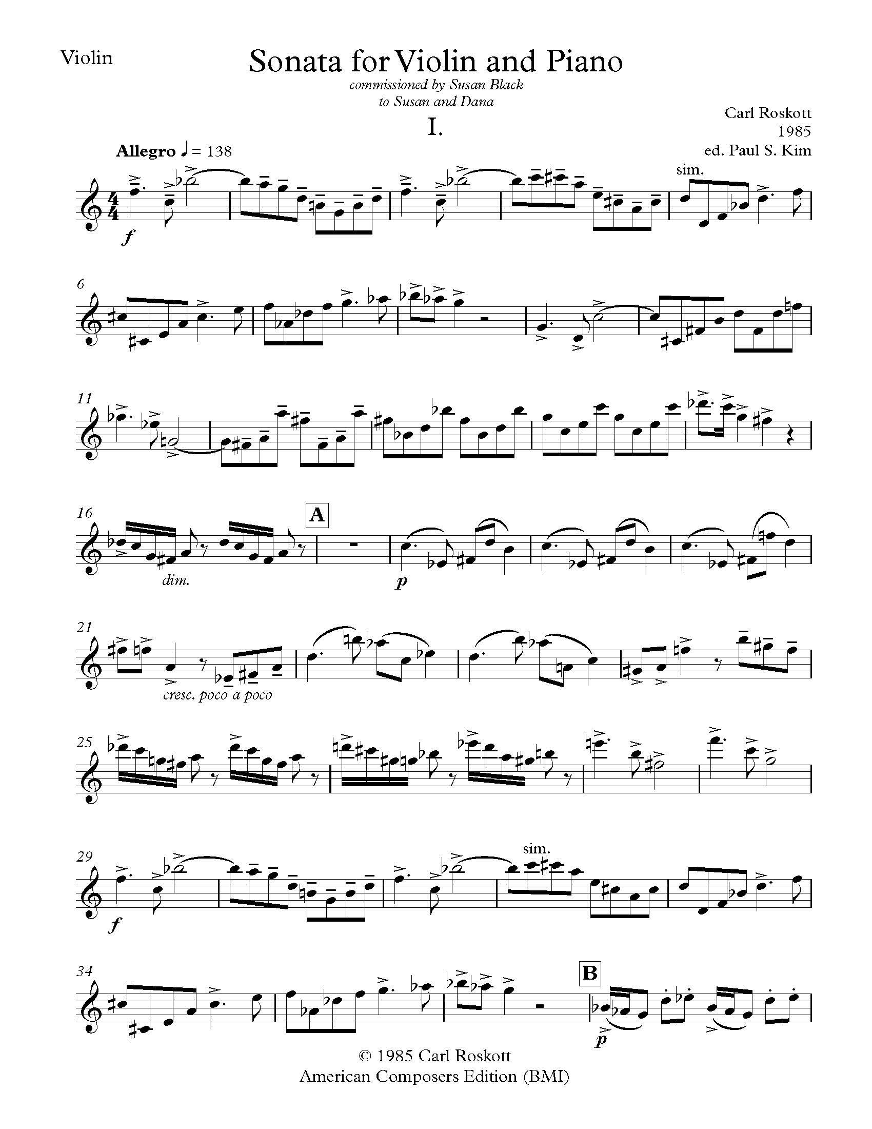 Sonata for Violin and Piano – American Composers Alliance