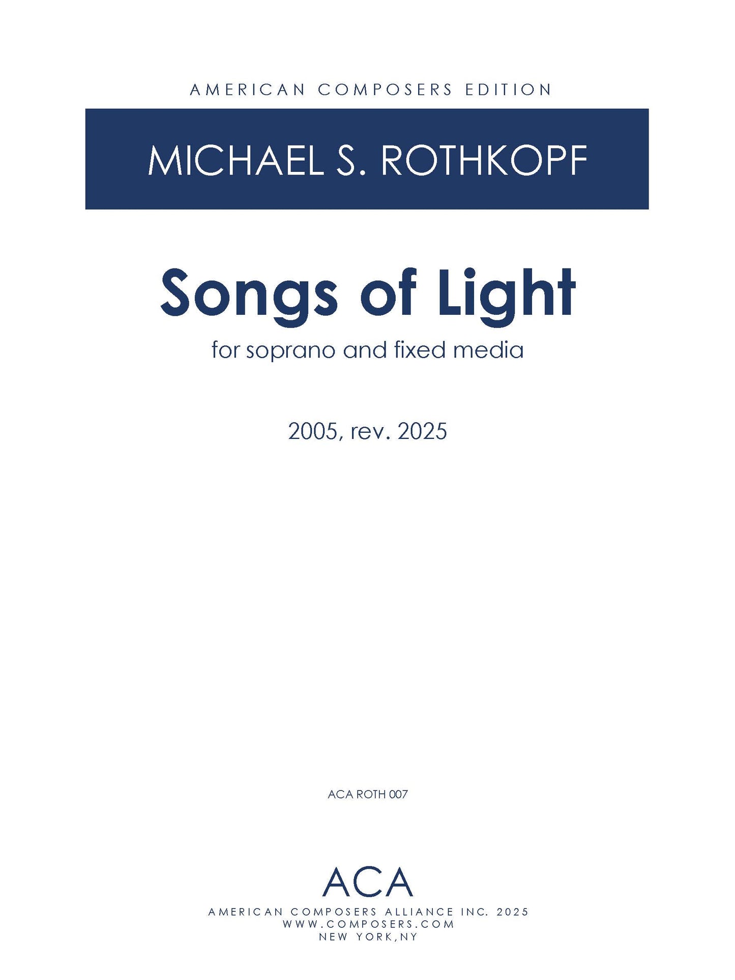 SONGS OF LIGHT FOR SOPRANO AND COMPUTER