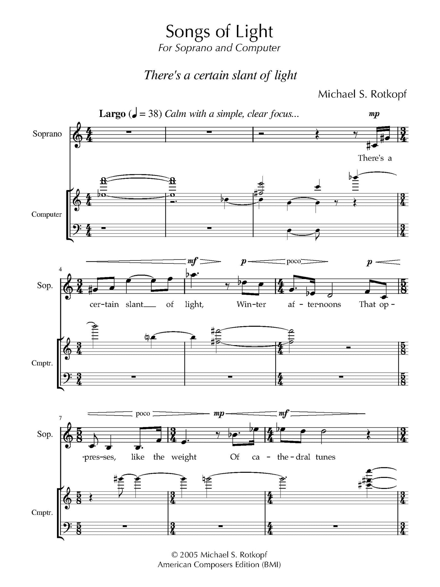 SONGS OF LIGHT FOR SOPRANO AND COMPUTER