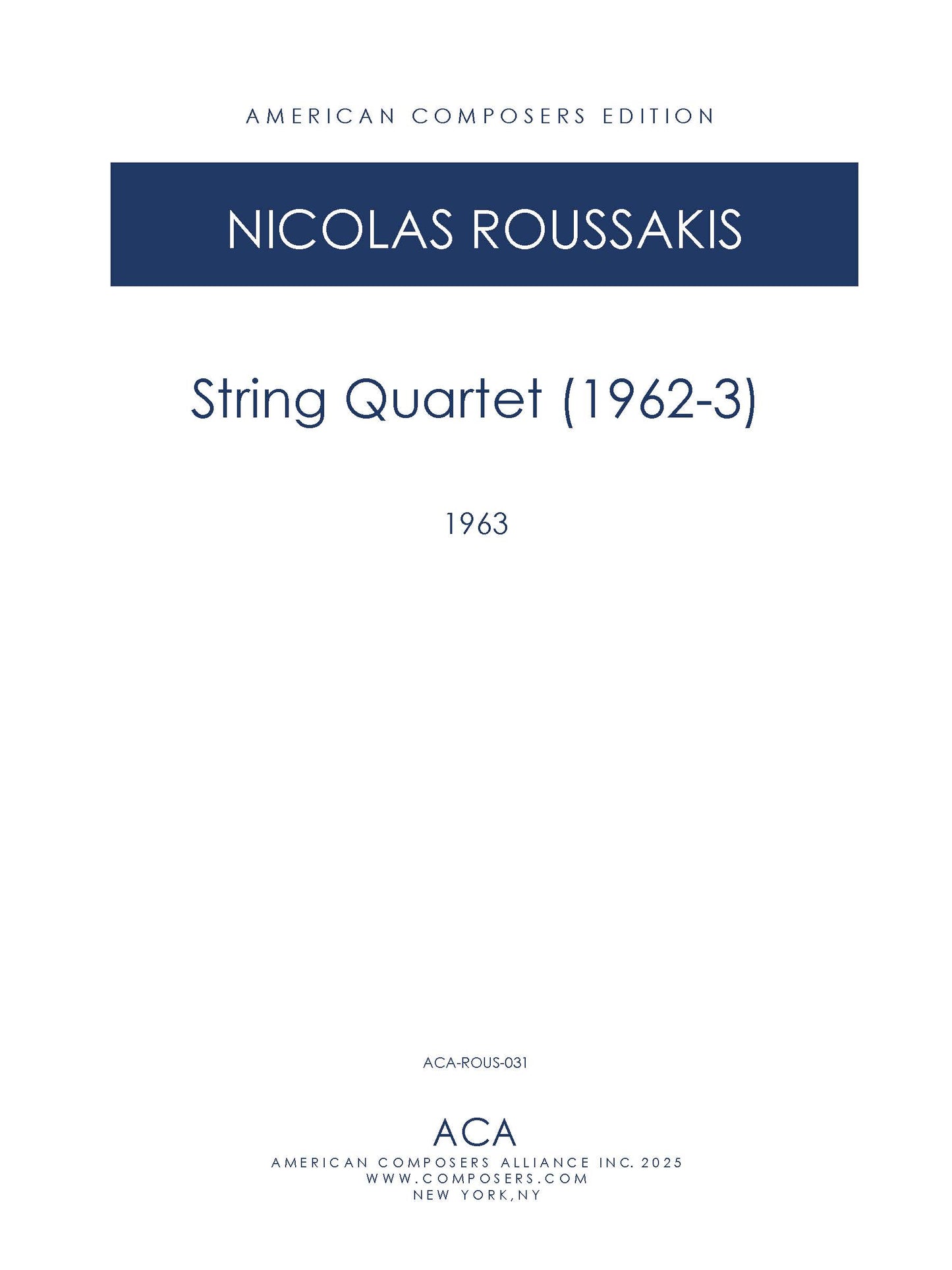 STRING QUARTET 1962-3