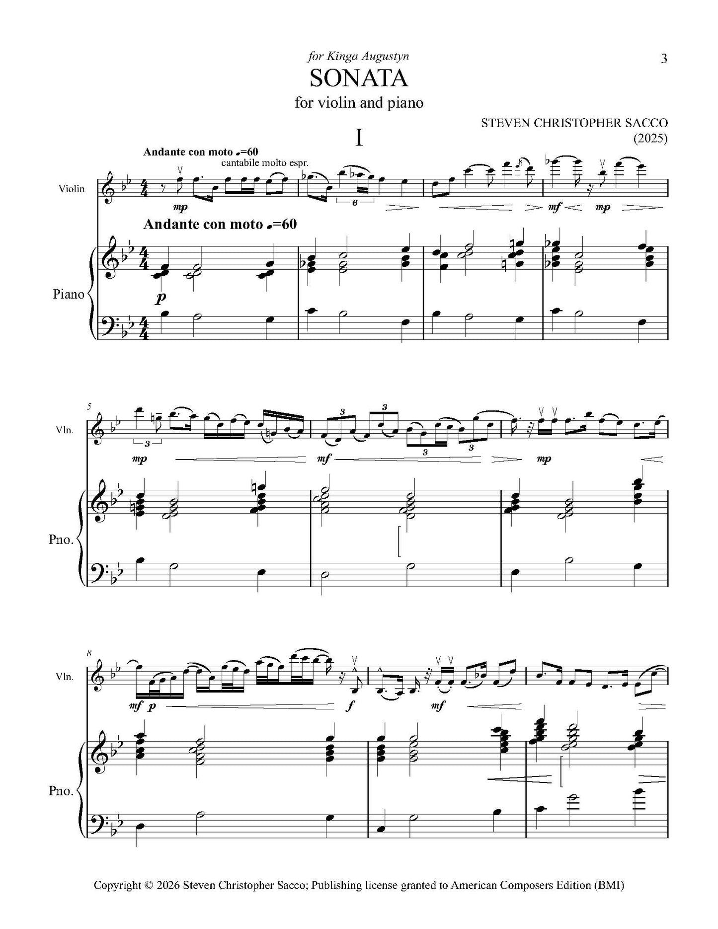 Sonata for Violin and Piano