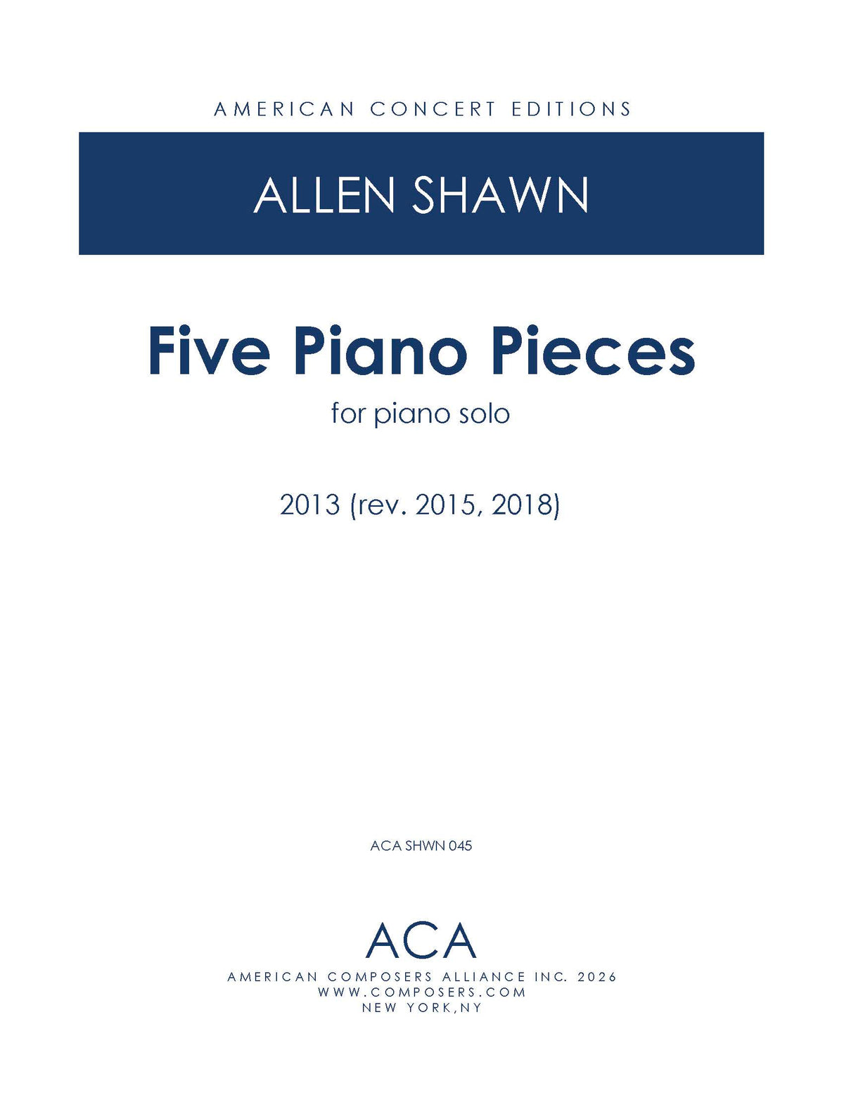 Five Piano Pieces