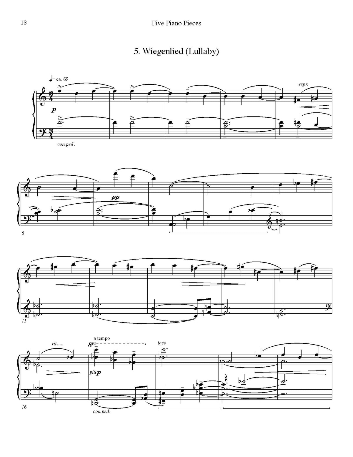 Five Piano Pieces