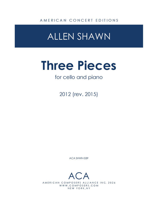 Three Pieces for Cello and Piano