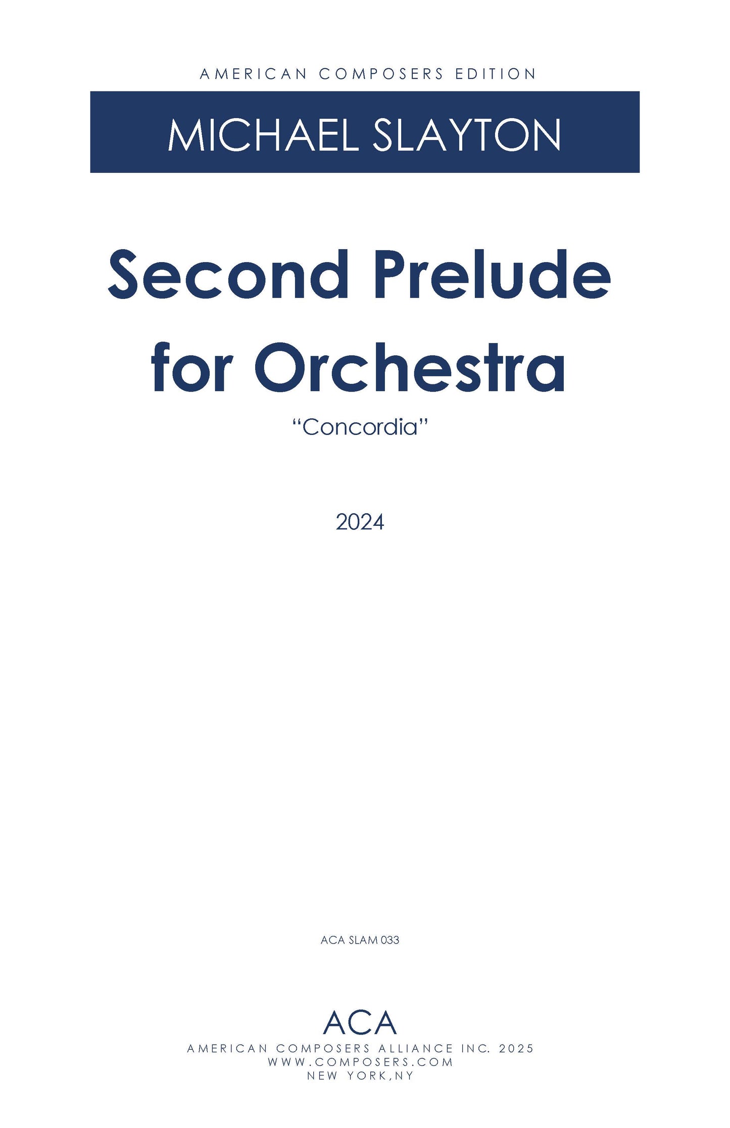 Second Prelude for Orchestra: "Concordia"