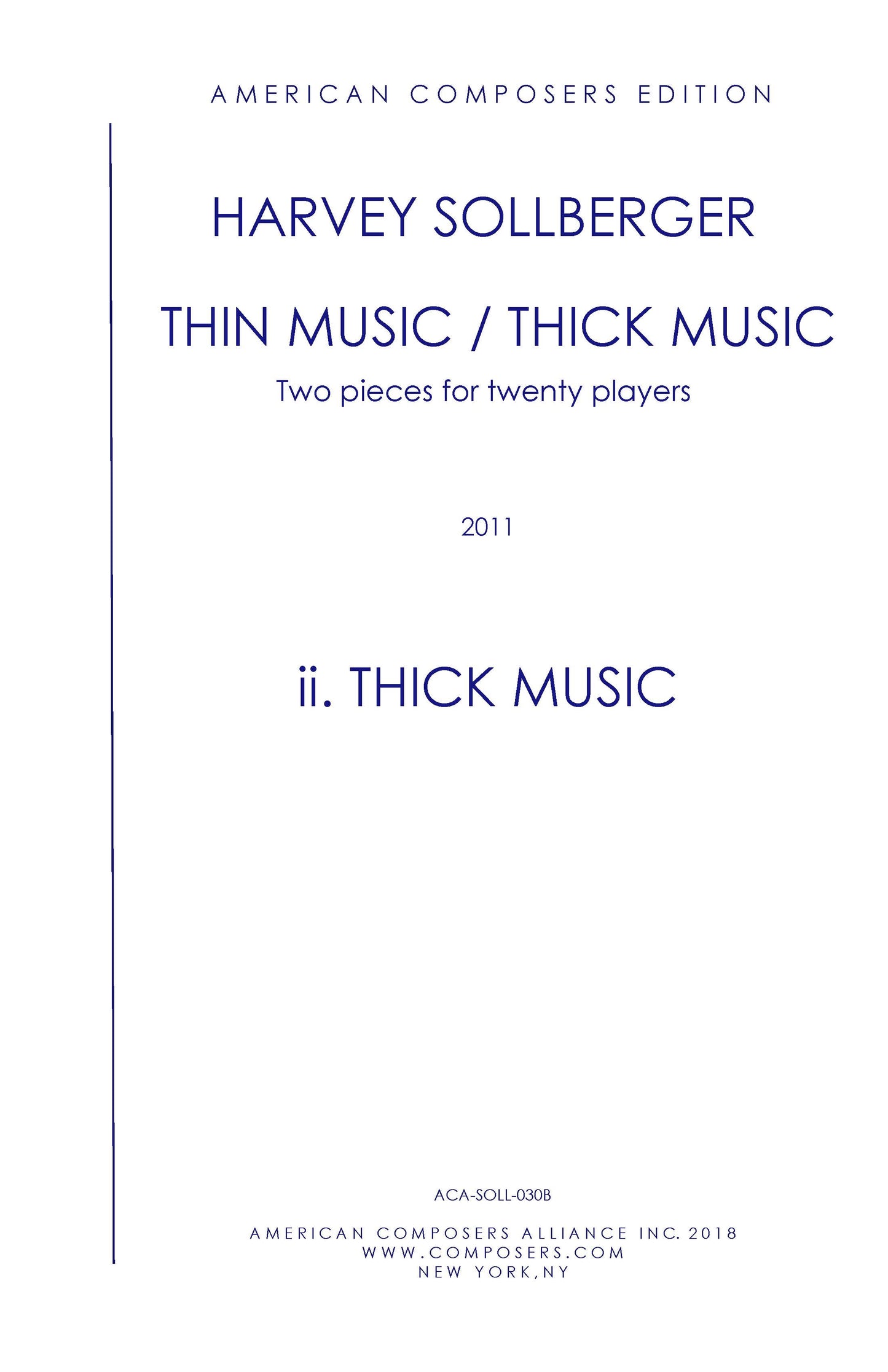 THIN MUSIC / THICK MUSIC Two Pieces for Twenty Players - ii. Thick Music