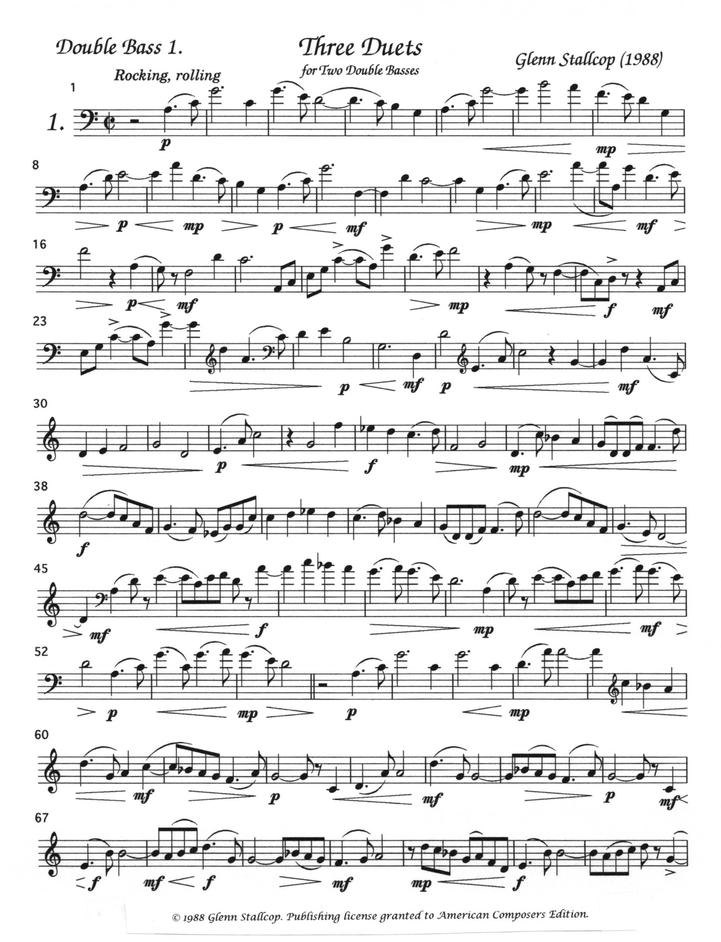 THREE DUETS FOR TWO DOUBLE BASSES