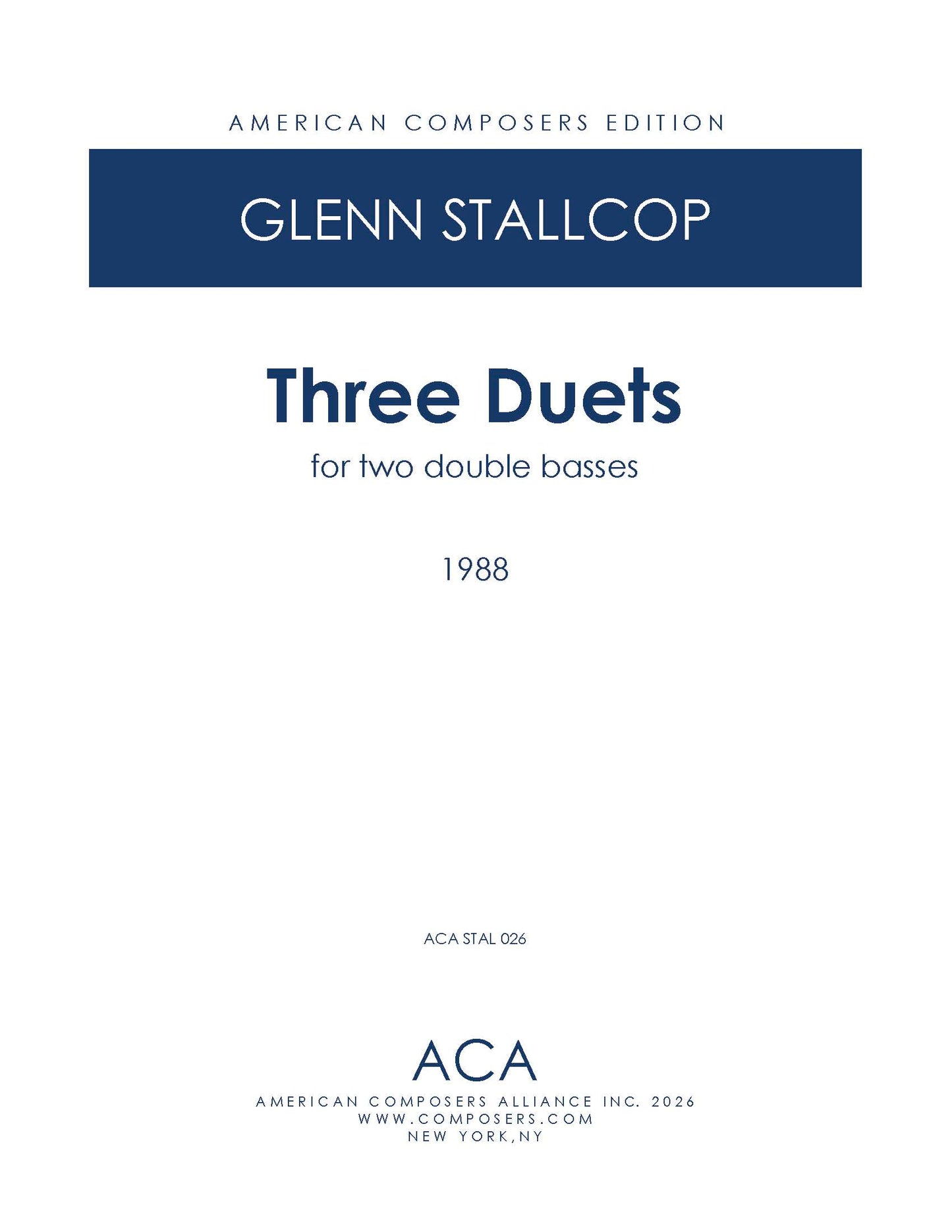 THREE DUETS FOR TWO DOUBLE BASSES