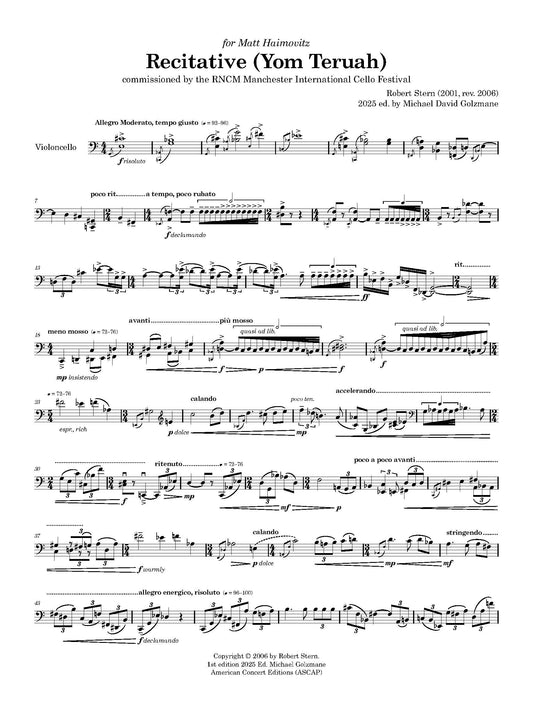 Recitative (Yom Teruah) for Cello