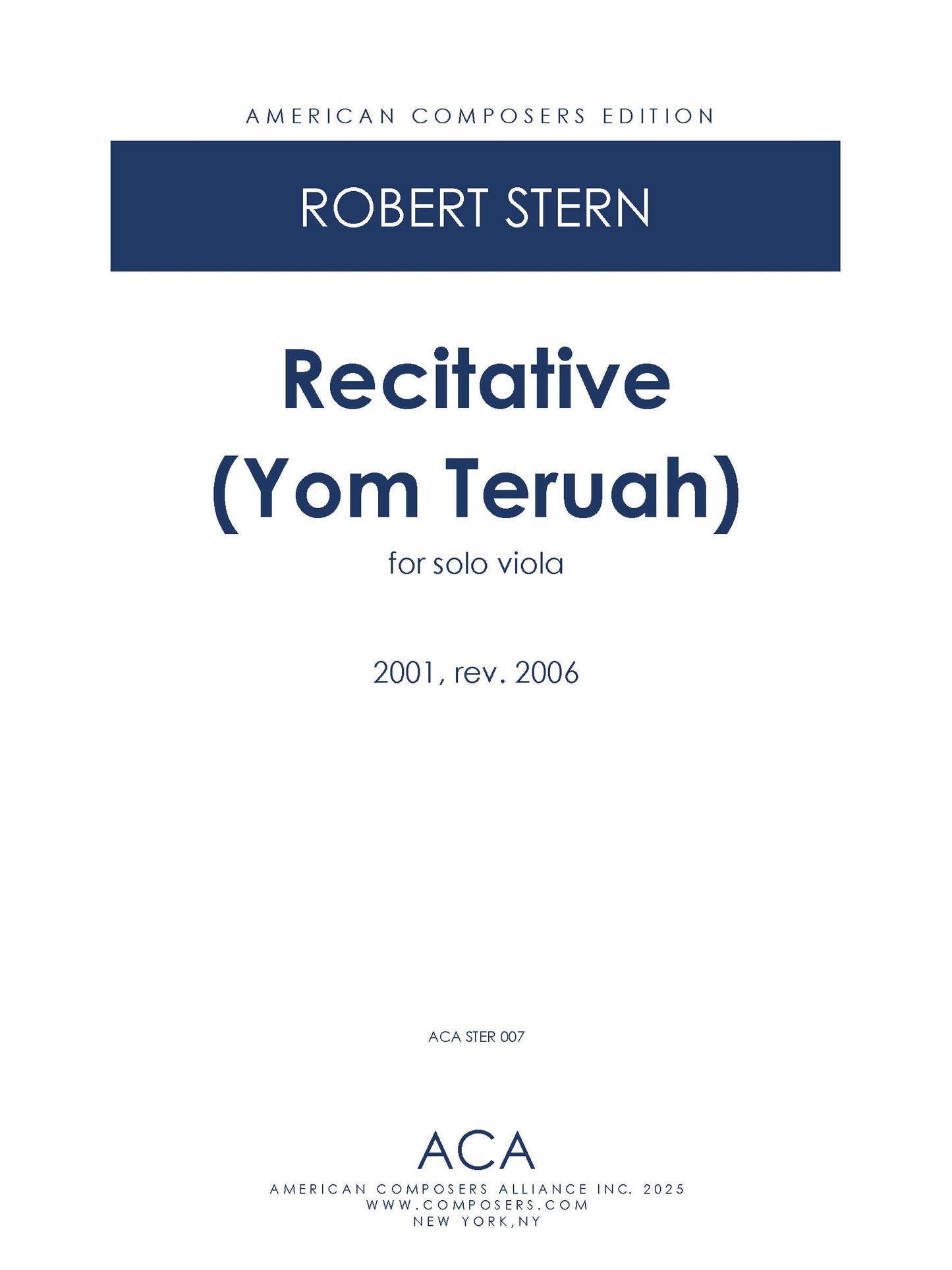 Recitative (Yom Teruah) for Viola