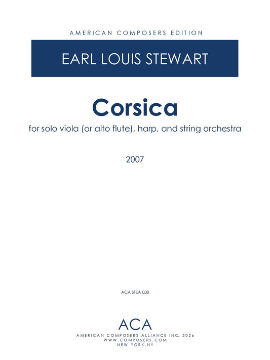 Corsica for Viola (or Alto Flute), Harp, and String Orchestra