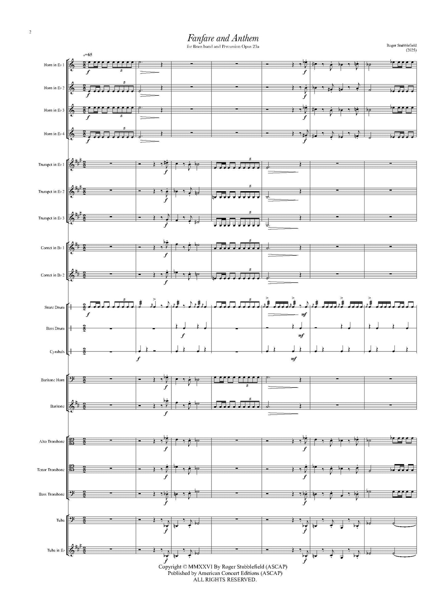 Fanfare and Anthem, Op 23a - For Brass Band and Percussion