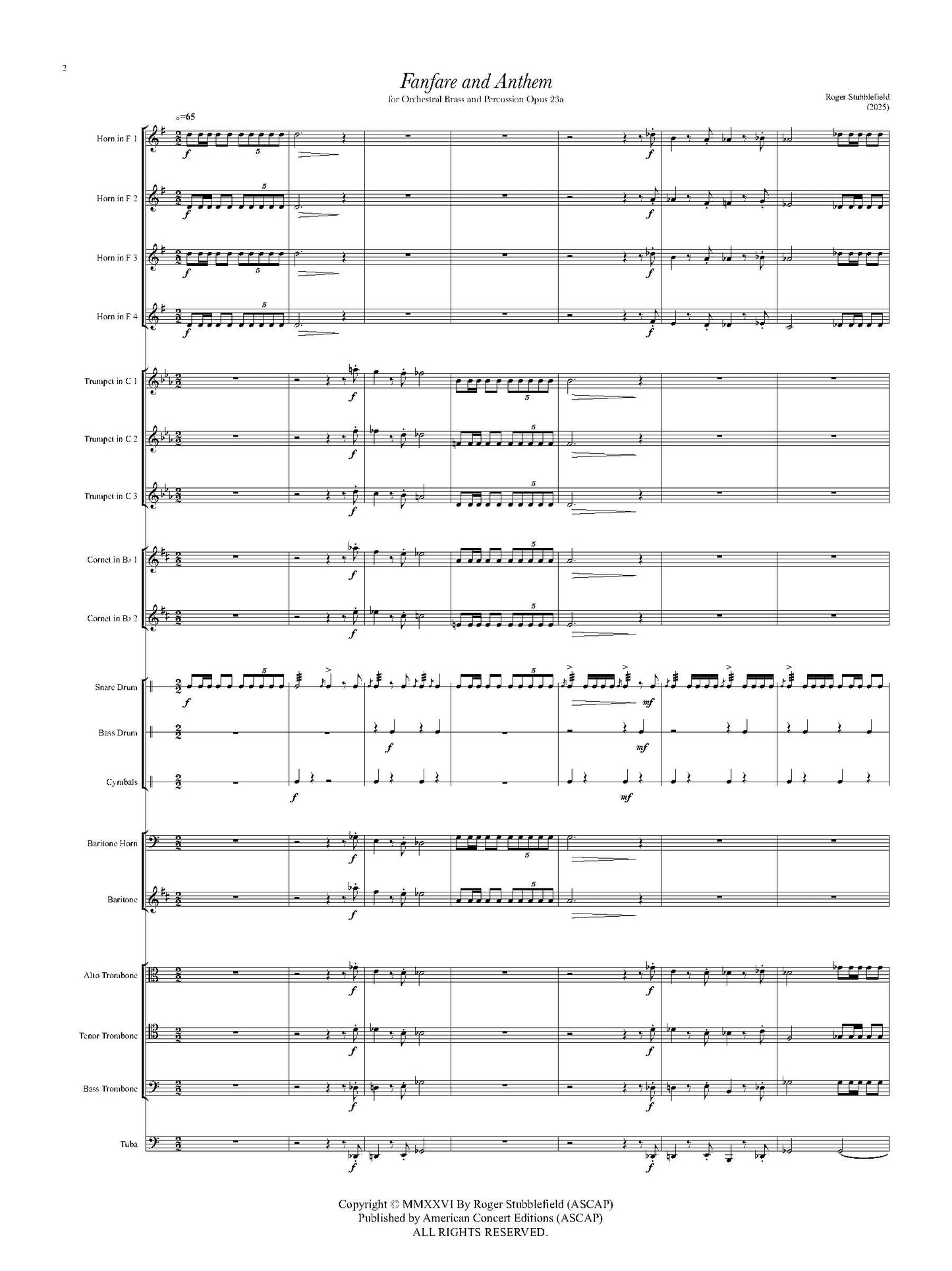 Fanfare and Anthem, Op 23a - For Orchestral Brass and Percussion